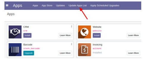 Menu item to update the apps list