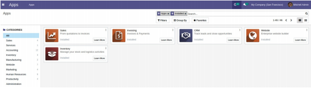 Odoo apps list